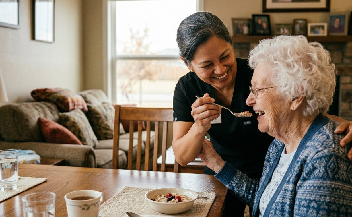 Caregiver helping elderly